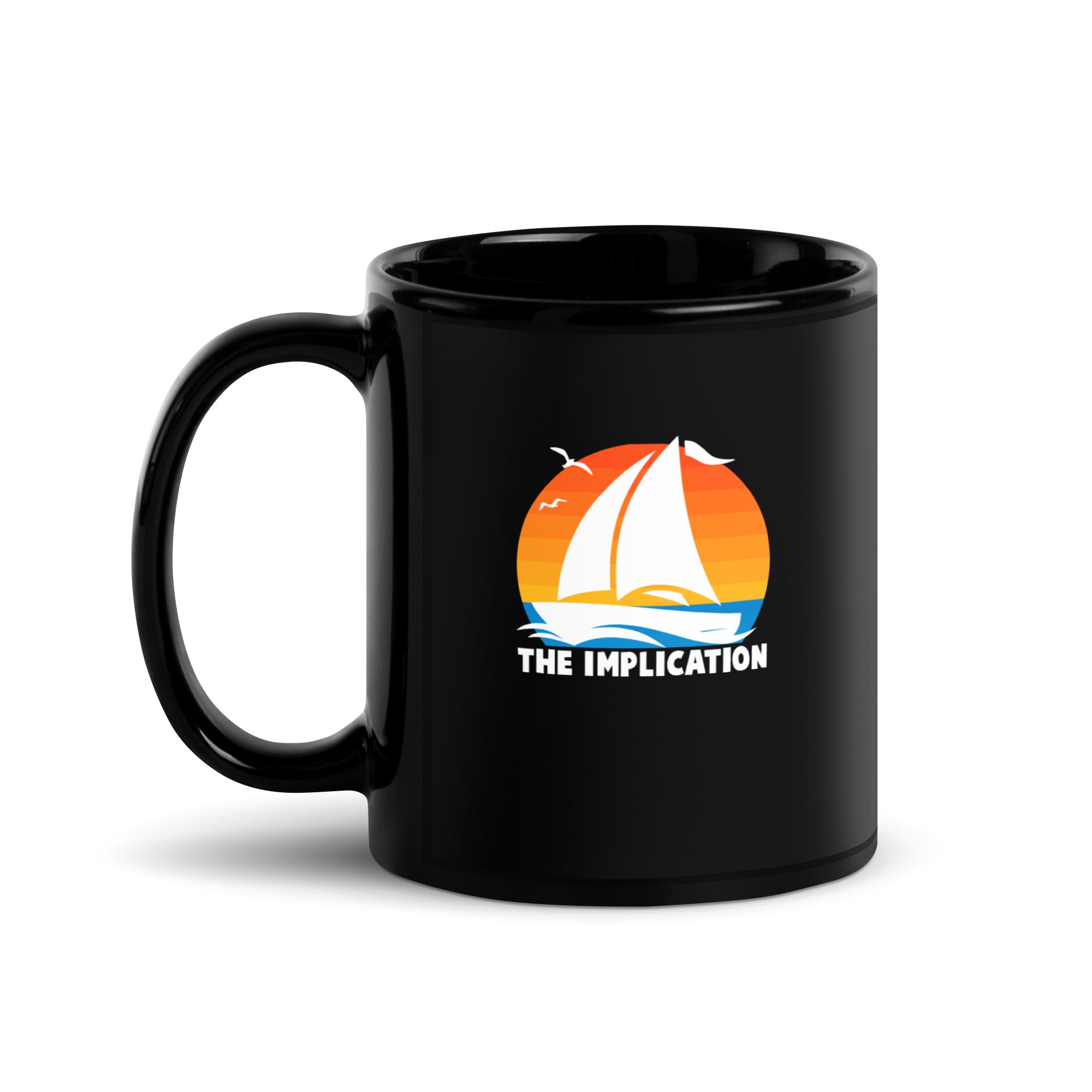 The Implication Retro Sun Black Glossy Mug