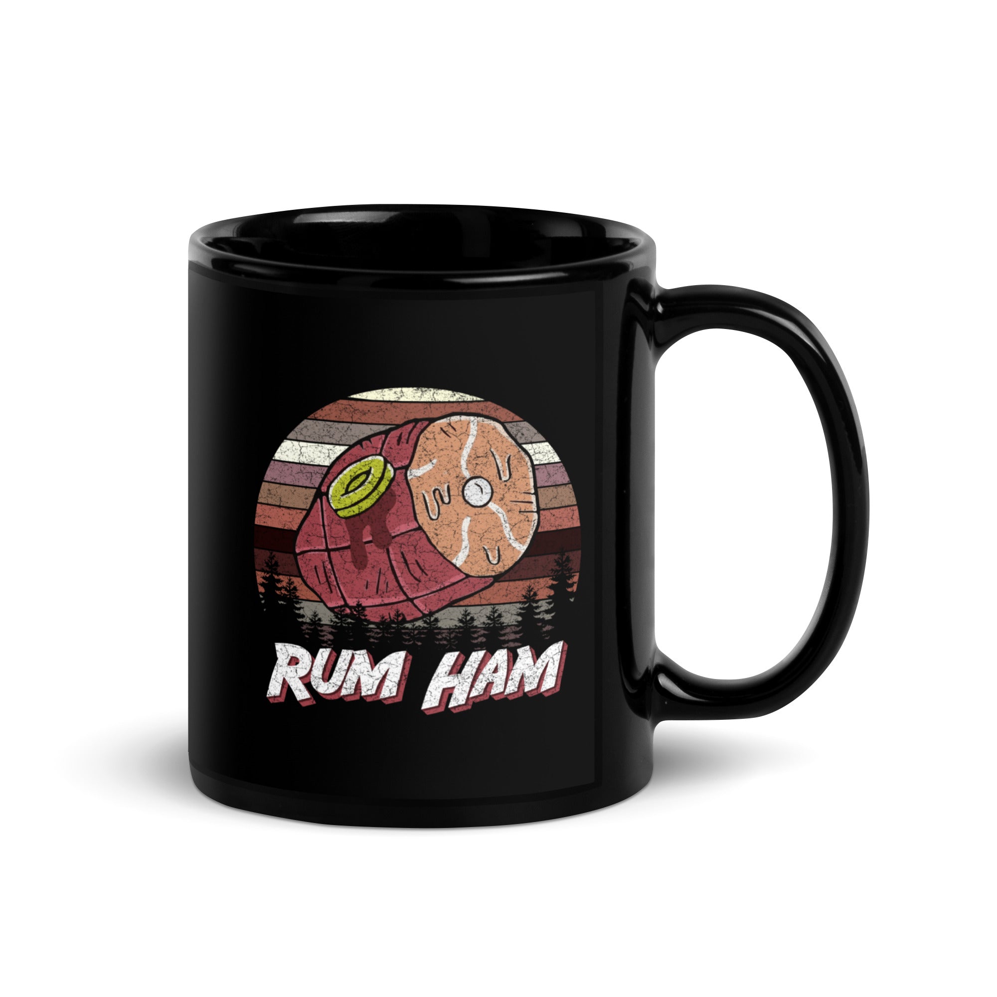 Rum Ham Retro Black Glossy Mug