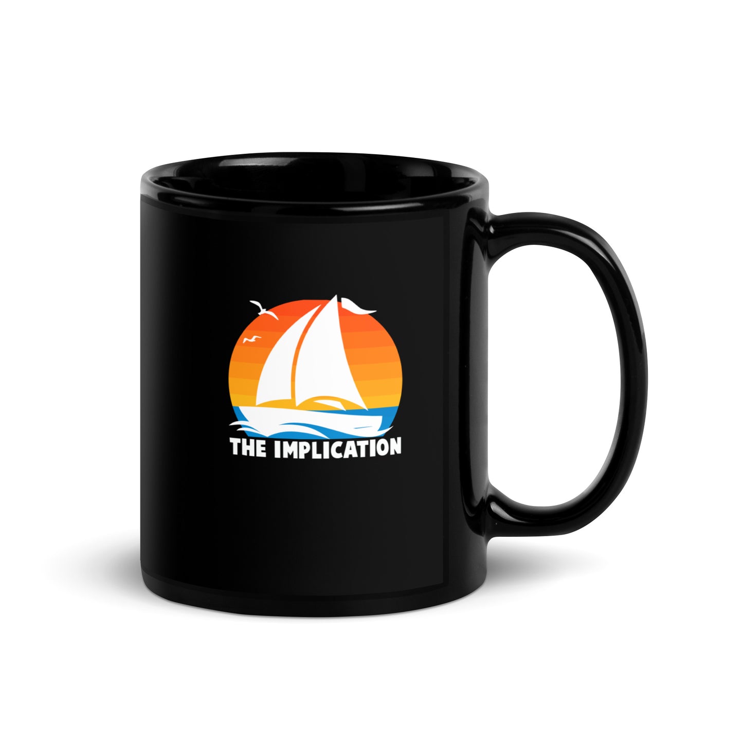 The Implication Retro Sun Black Glossy Mug