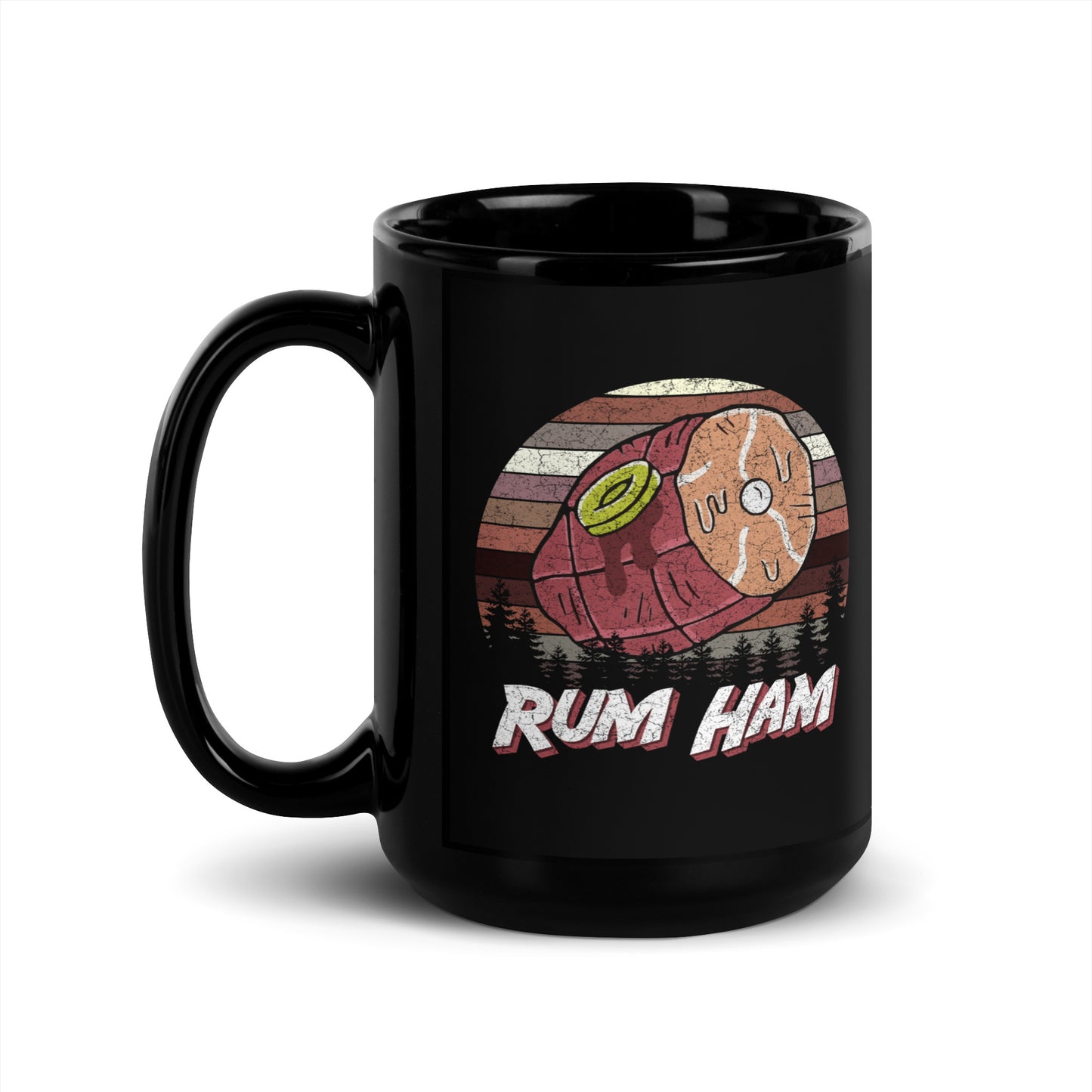 Rum Ham Retro Black Glossy Mug