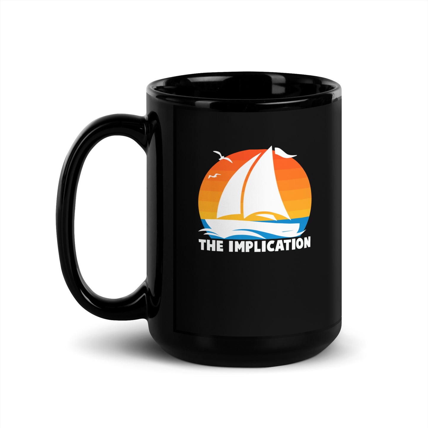The Implication Retro Sun Black Glossy Mug