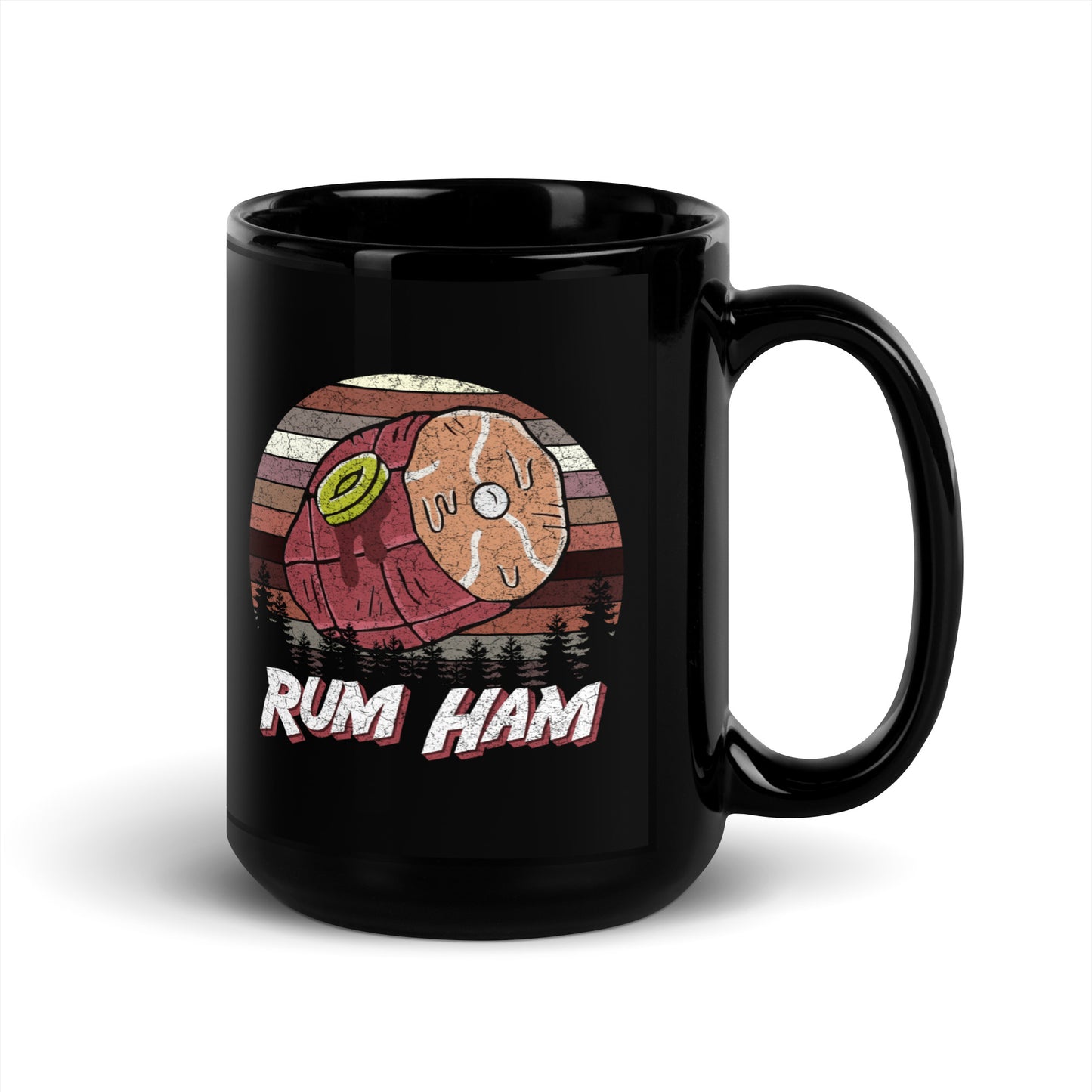 Rum Ham Retro Black Glossy Mug
