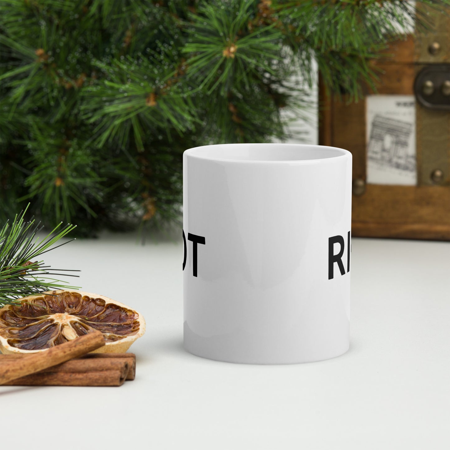 Riot White glossy mug