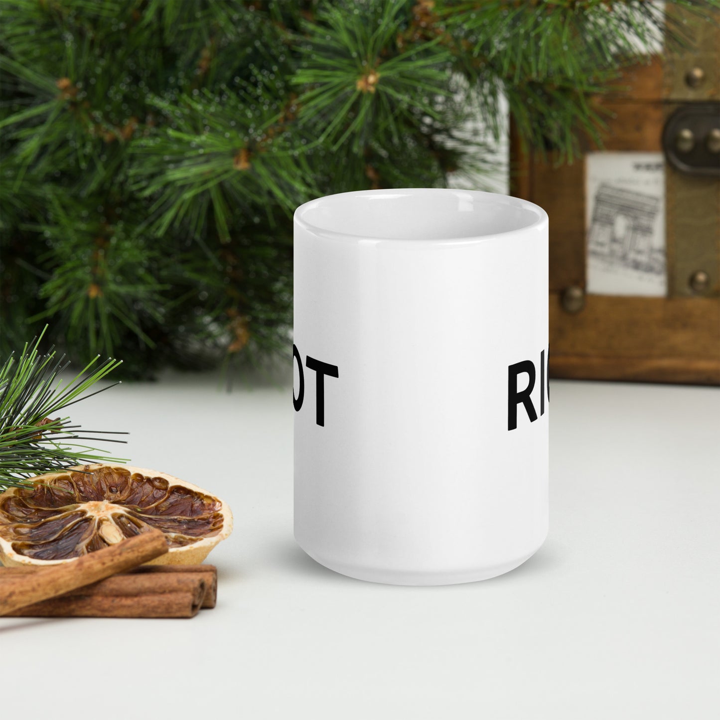 Riot White glossy mug
