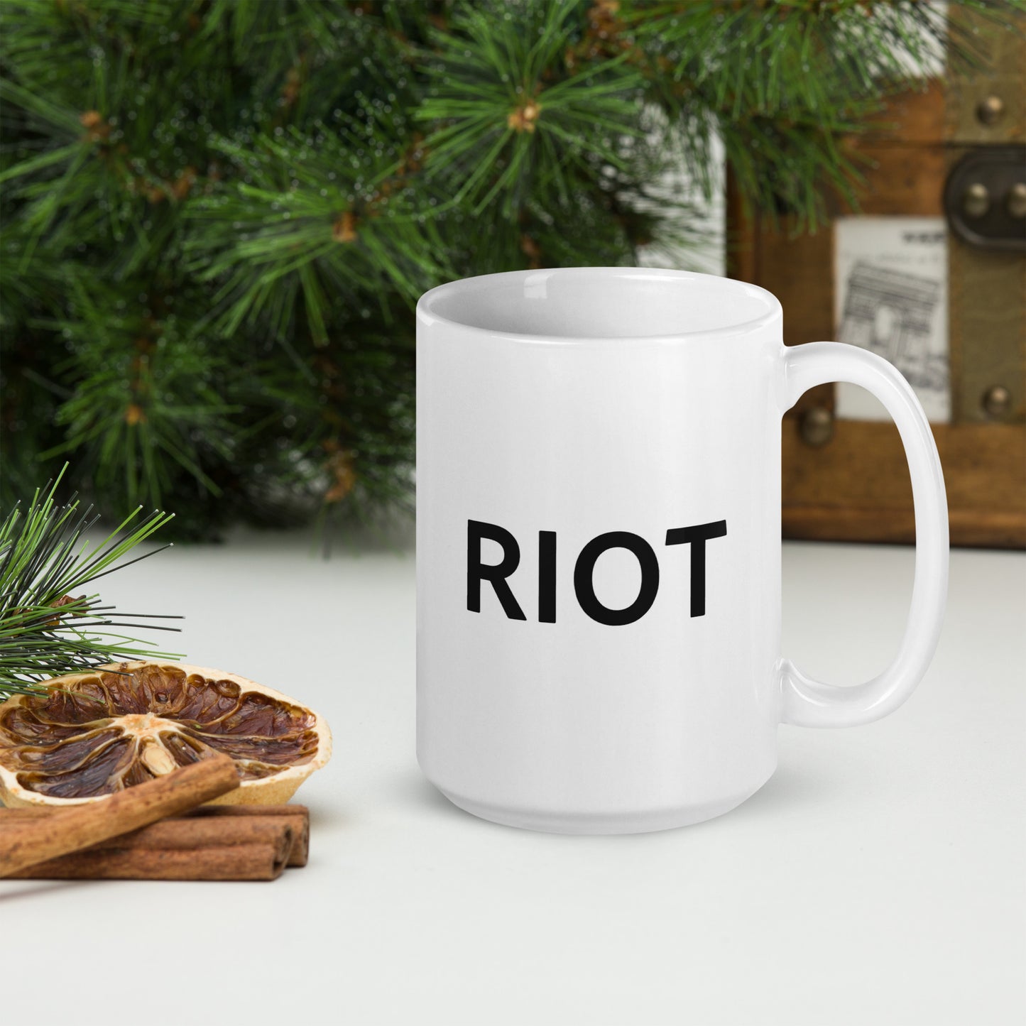 Riot White glossy mug