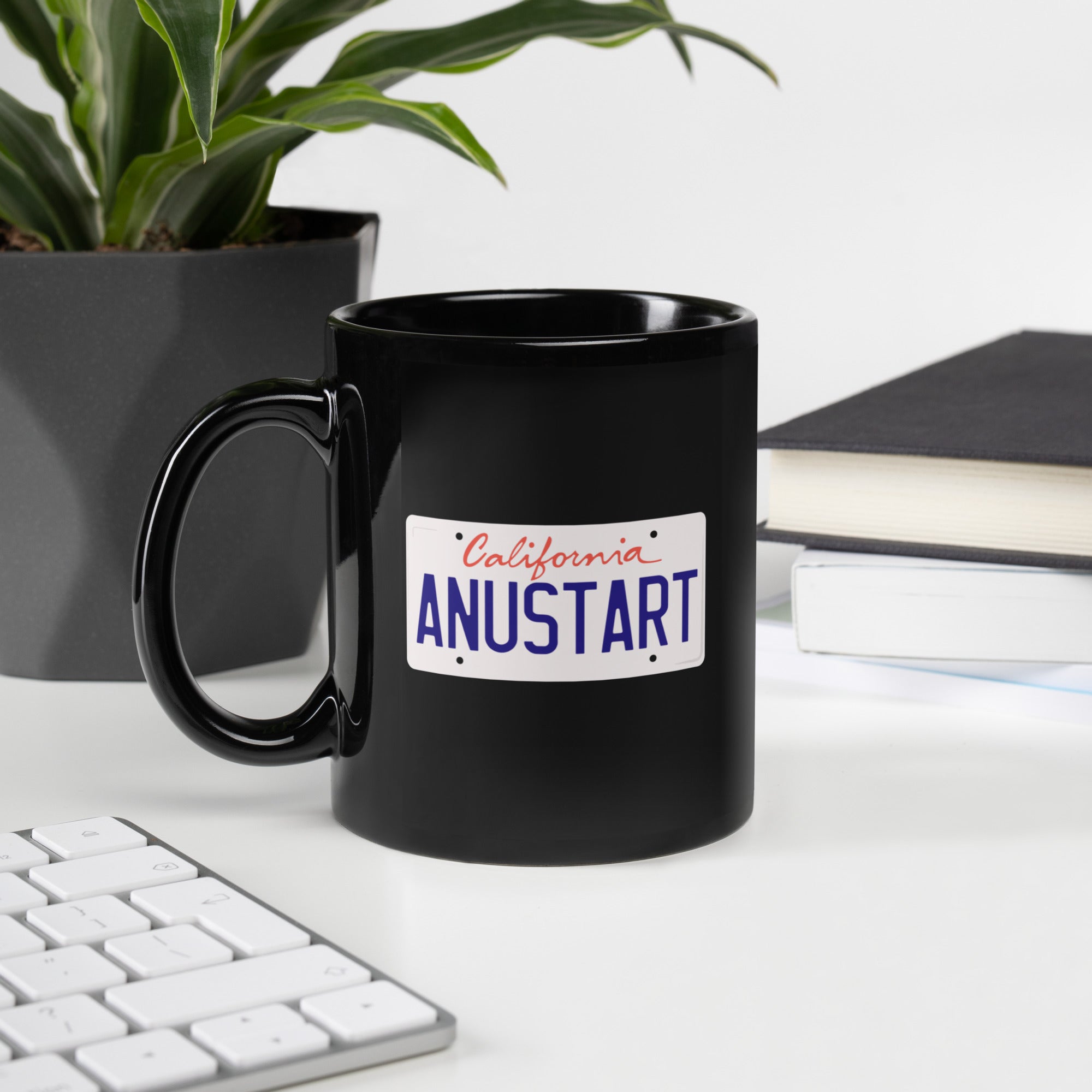 Anustart License Plate Black Glossy Mug
