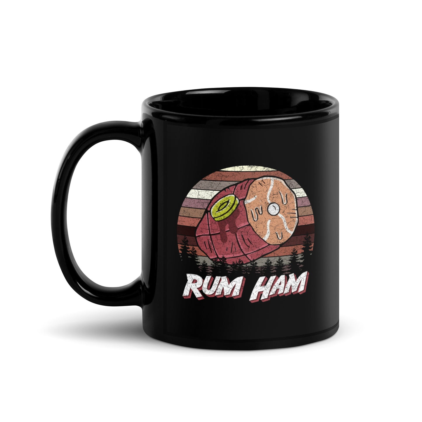 Rum Ham Retro Black Glossy Mug