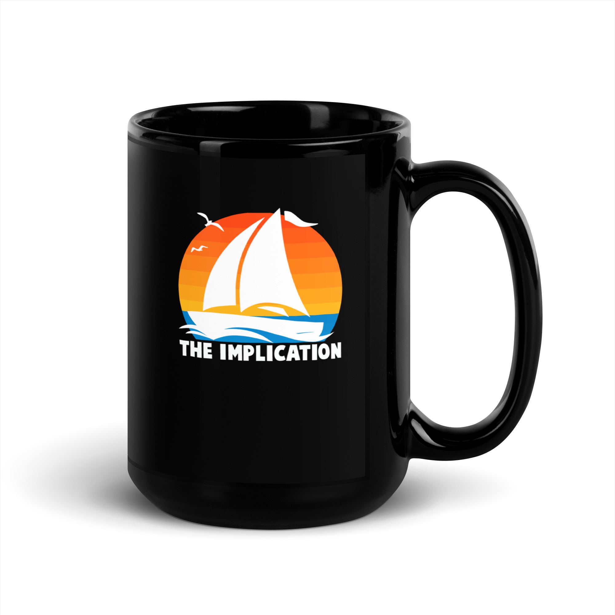 The Implication Retro Sun Black Glossy Mug