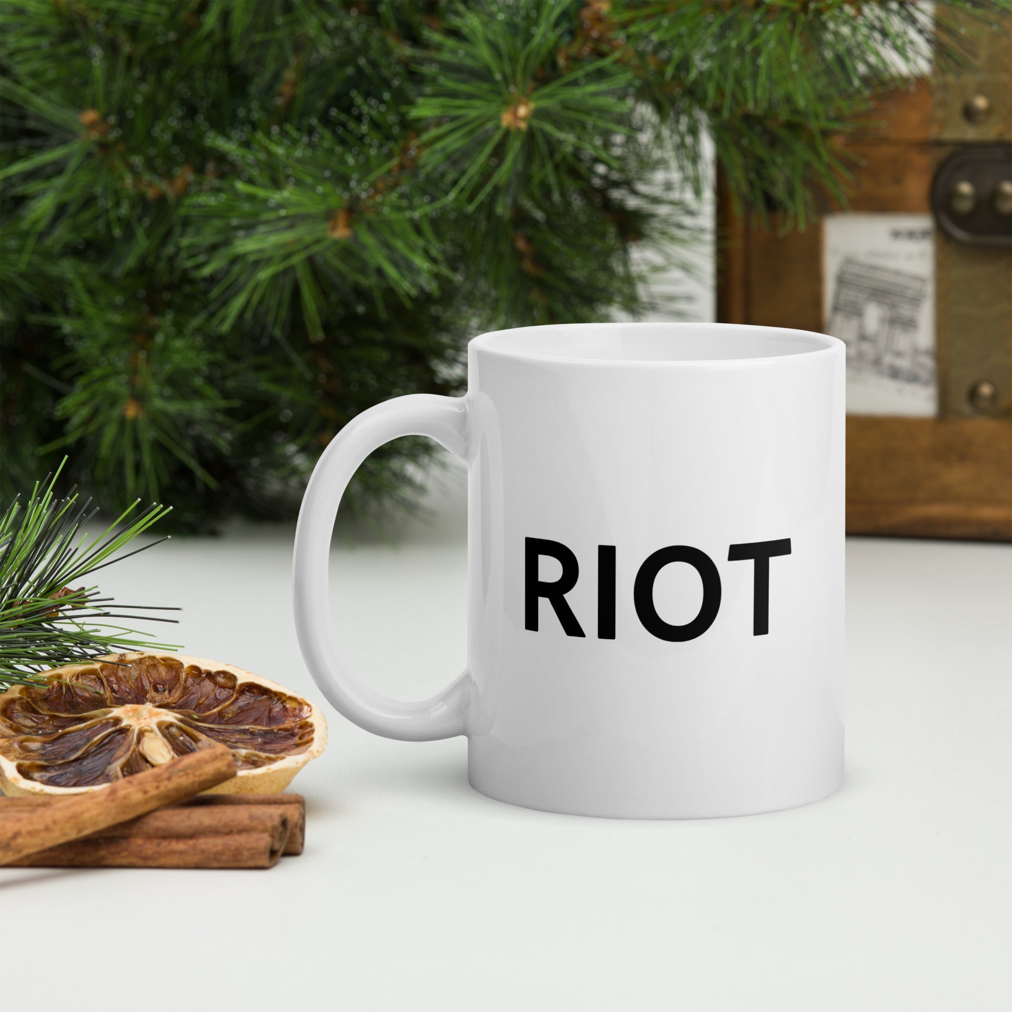 Riot White glossy mug