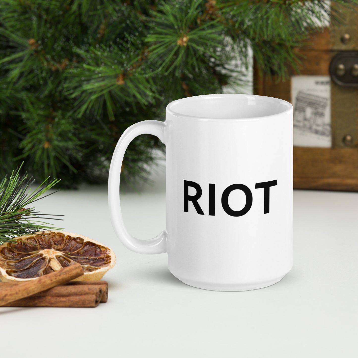 Riot White glossy mug