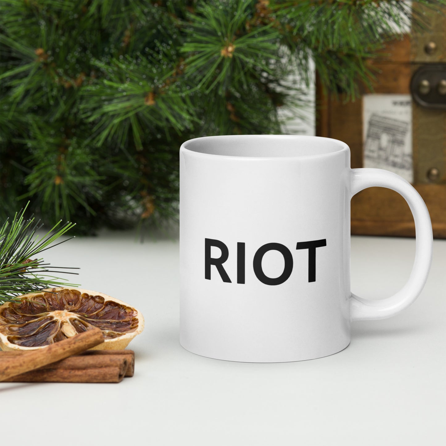 Riot White glossy mug